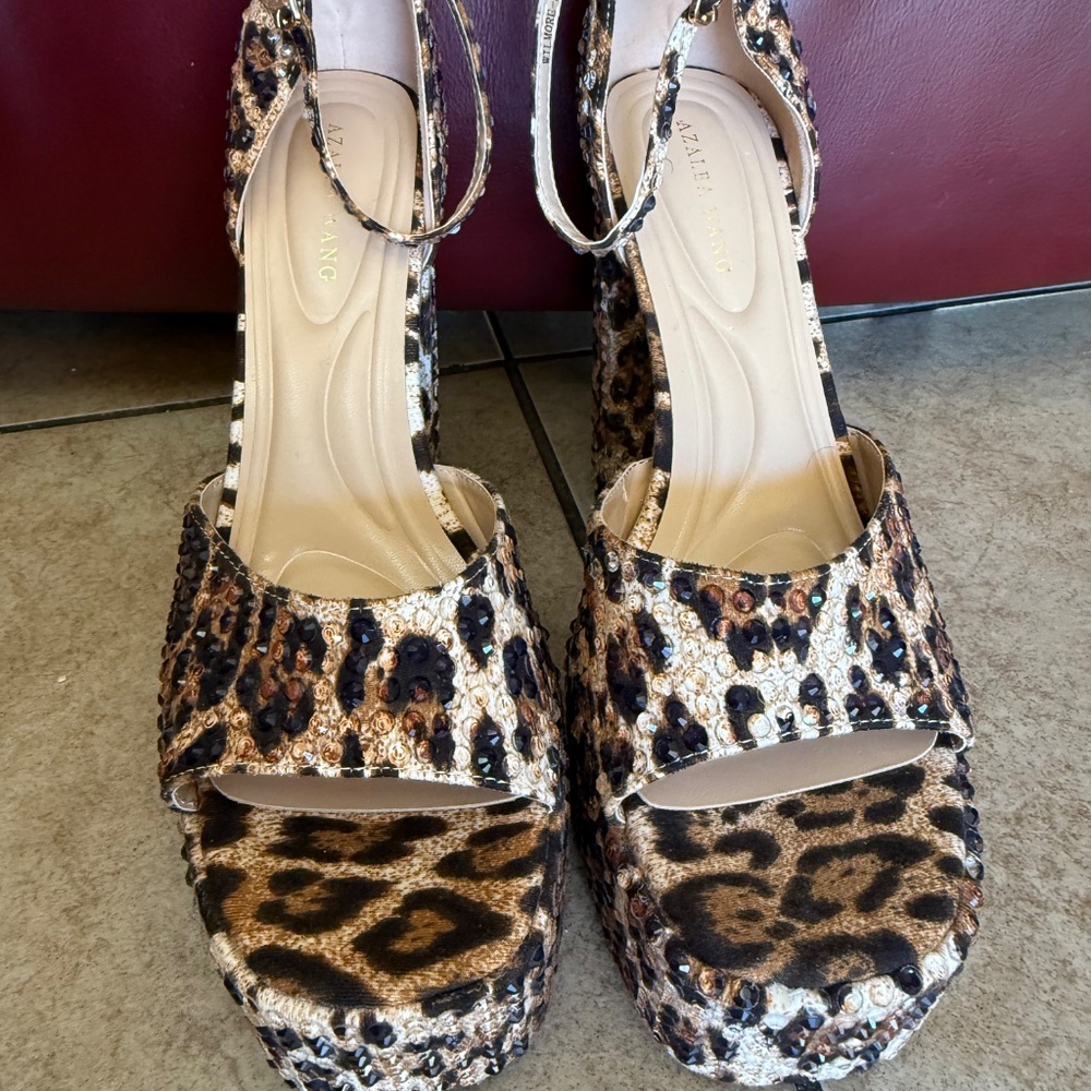 JUST ARRIVED;  Azalea Wang Wilmore Leopard  Rhinestone  Platform SZ 10 Orig $190 - Picture 5 of 15